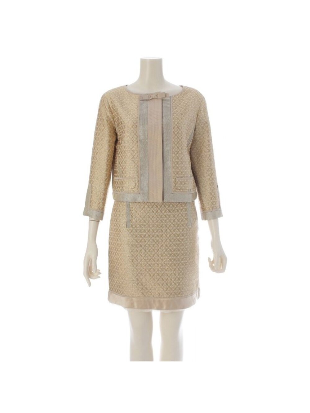 Louis Vuitton Tweed by Marc Jacobs Ribbon Cherry Blossom Embroidery Collarless